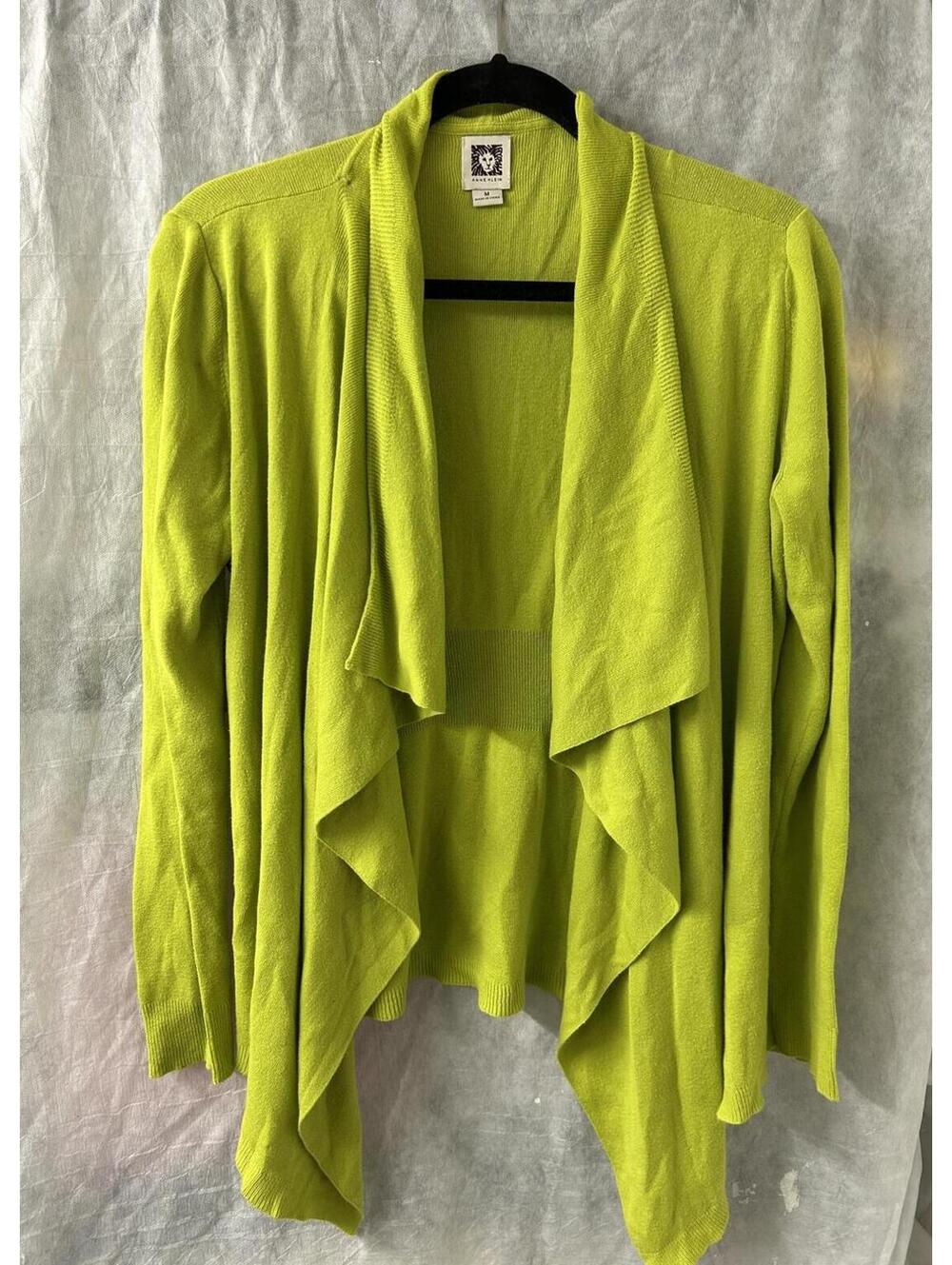 Anne Klein Chartreuse Waterfall Cardigan Sweater Women’s M Career Layering Piece